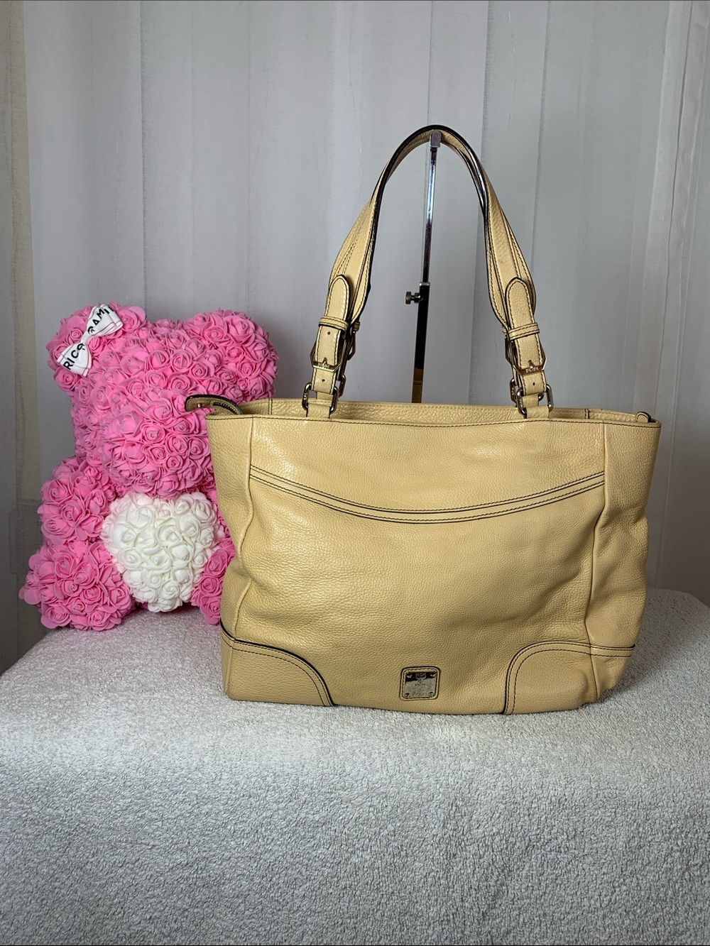 GUC MCM Vintage Ivory Visetos Monogram Satchel